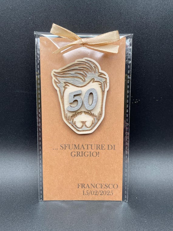 50th Birthday Party Favors for Men - Personalized Wooden Magnets