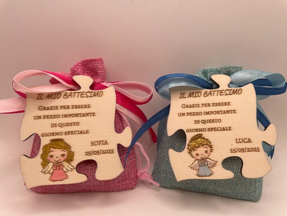 Baptism Favors - Wooden Puzzle Magnets - Boy/Girl (little angels)