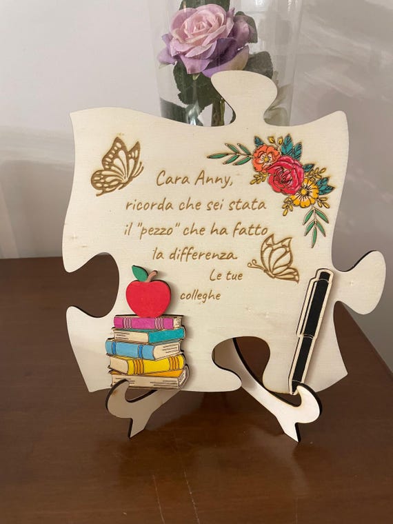 Teacher's retirement gift: wooden puzzle ornament