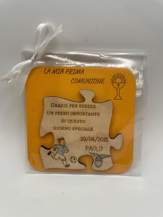 Football themed communion favors for boys - Personalized wooden magnets
