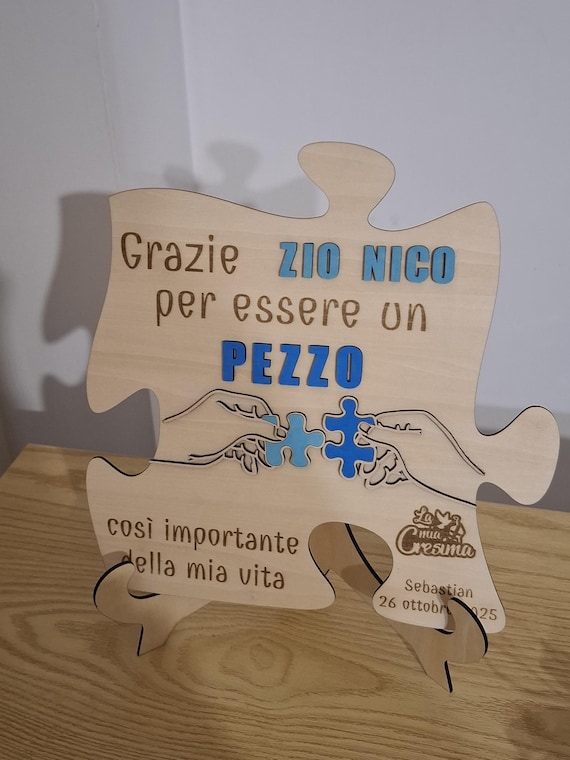 Godfather/Godmother Confirmation Ornament - Puzzle Piece with Embossed Hands