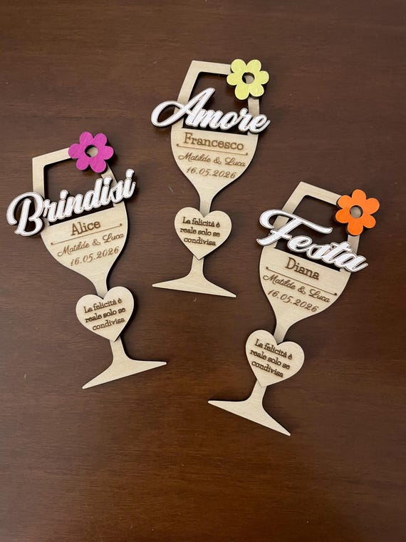Segnaposti nozze  - Calamite in Legno personalizzate
