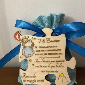 Recuerdo de Bautizo Personalizado | Detalle para Invitados con Nombre y Fecha | Imán de Madera El Principito