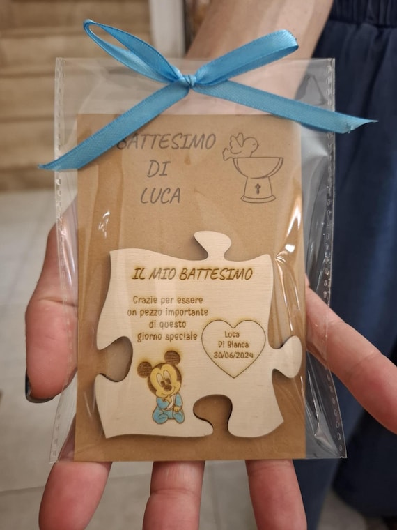 Baby Baptism Favors - Wooden Puzzle Magnets