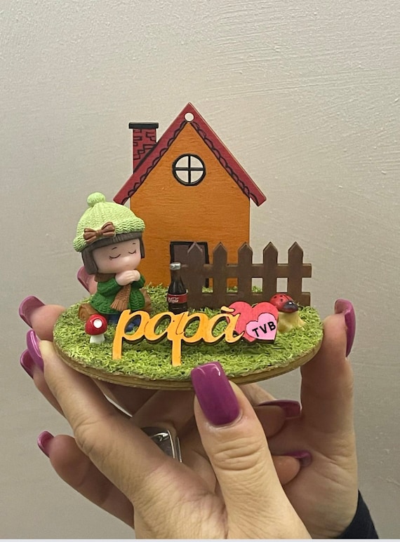 Mini handcrafted landscape with little girl (Father's Day gift idea)