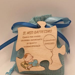 Bomboniere per Battesimo - Calamite Puzzle in Legno - Bambino/Bambina (sacchetto)