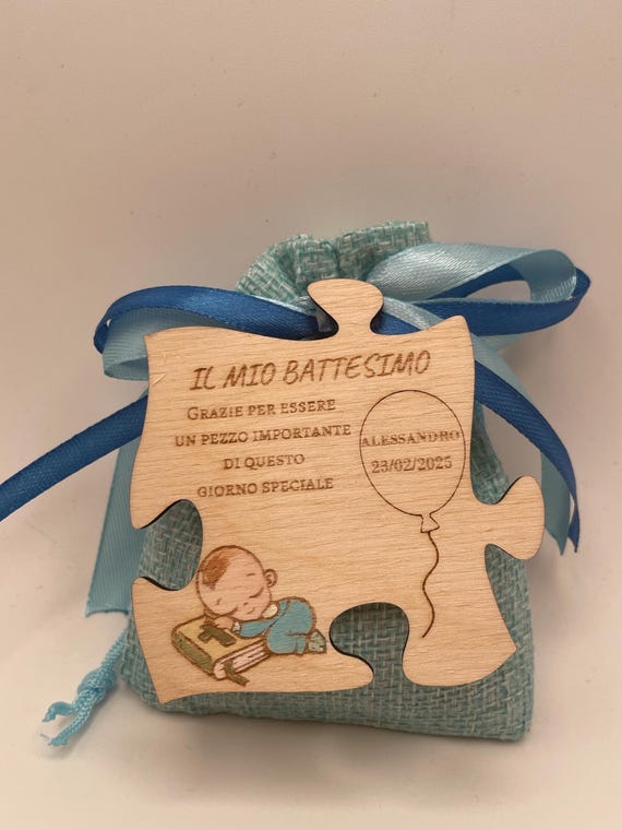 Baptism Favors - Wooden Puzzle Magnets - Boy/Girl (bag)