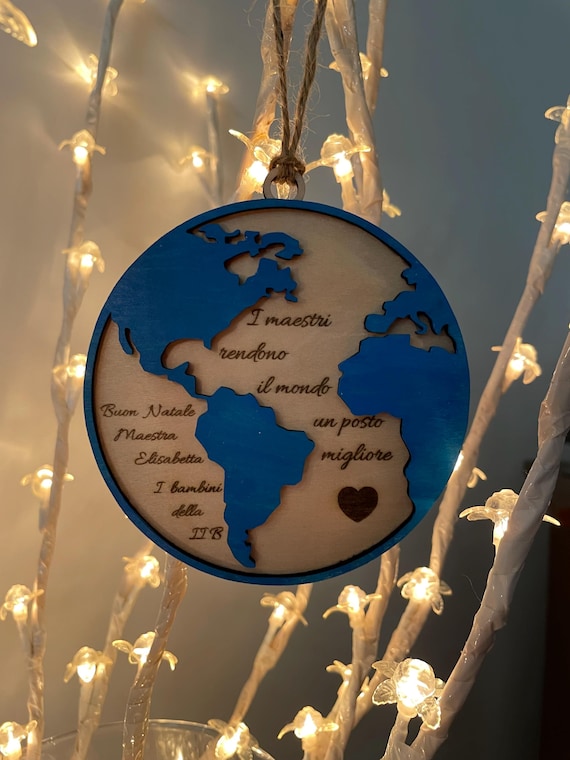 Handmade Christmas decoration for teachers "Teachers make the world a better place" (gift idea)