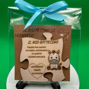 Bomboniere battesimo bambino - Calamite in Legno personalizzate a tema animali della foresta