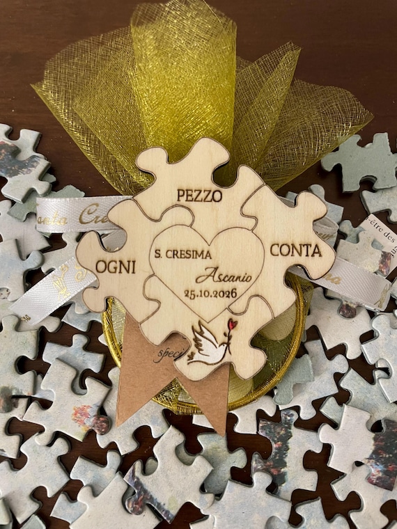 Confirmation favors for girls or boys - personalized wooden "puzzle piece" magnets