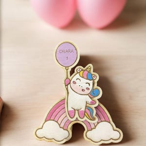 Bomboniere primo compleanno bambina - Calamite in Legno personalizzate a tema unicorno