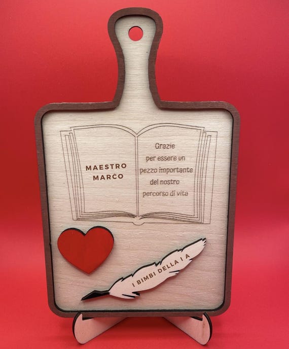 End of year gift for teachers: wooden ornament in the shape of a cutting board "The recipe of the perfect teacher"