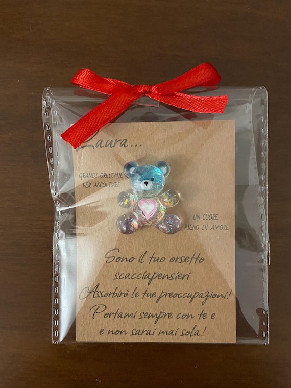 Personalized Worry-Free Teddy Bear – Mini Gift Card, Motivational Message, Gift Idea for Friend