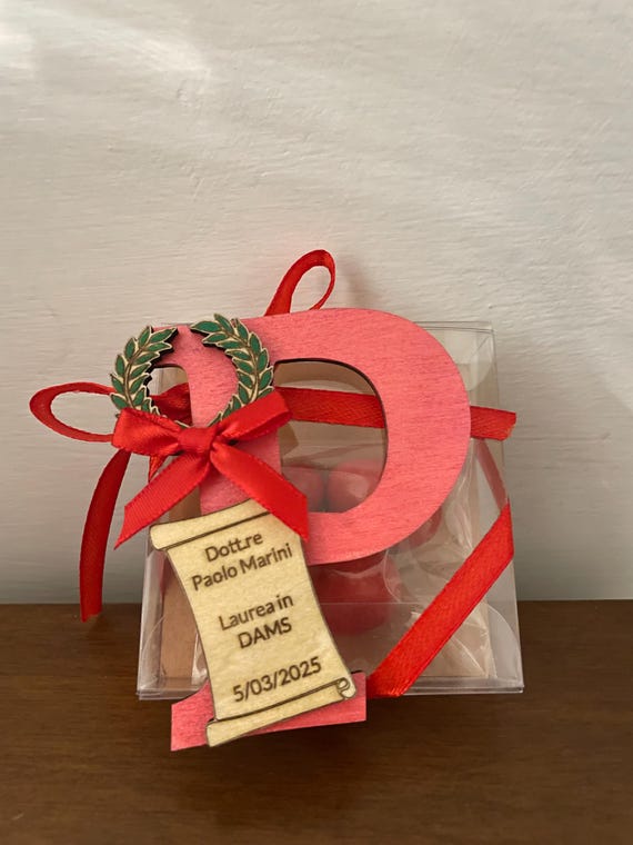 Graduation Favors - Personalized Wooden Magnets with "Initial and Laurel"