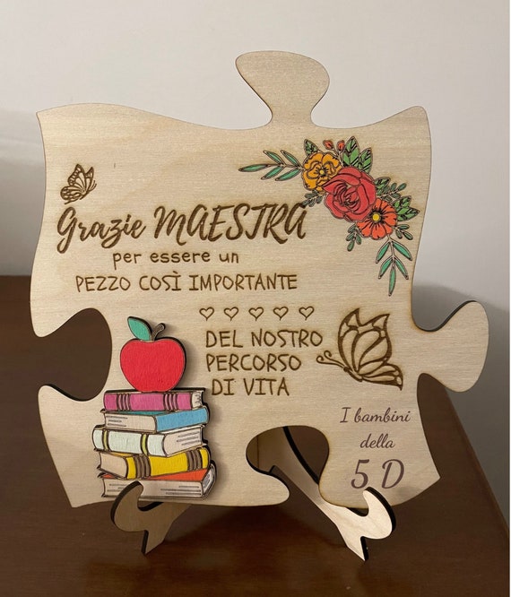 End of year gift for teachers: wooden ornament in the shape of a puzzle "Thank you teacher"