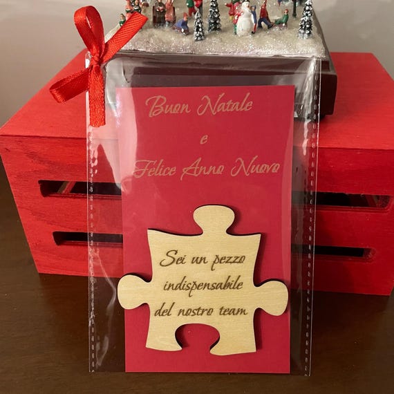 Corporate Christmas Gift – Motivational Puzzle Magnet with Red Card – Customizable