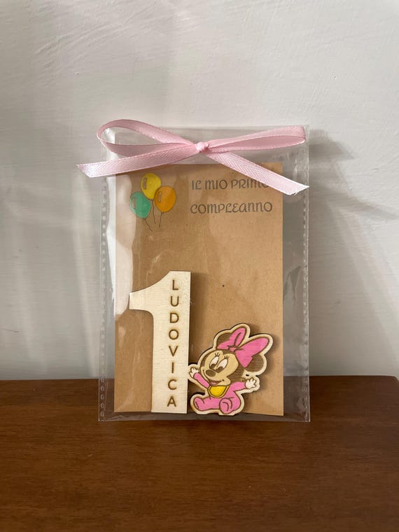 Girl's first birthday favors - Personalized wooden magnets
