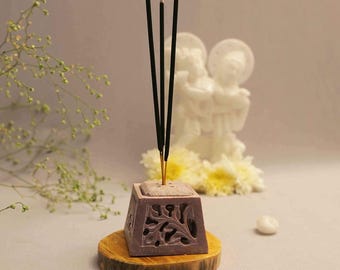 Handcrafted Marble Candle and Incense Holder: Elegant Home Decor