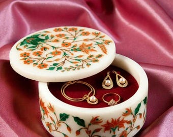 ハンドメイドの大理石象嵌ジュエリーボックス | フローラルピエトラ