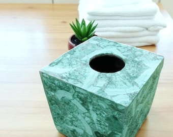 Malachite Gemstone Tissue Box Cover: Luxury Bathroom Decor