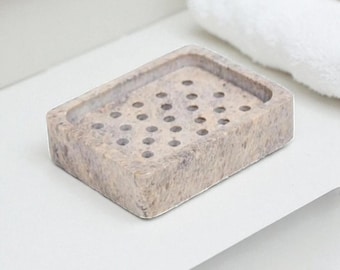 Jabonera de esteatita hecha a mano: decoración rústica de mármol para el baño