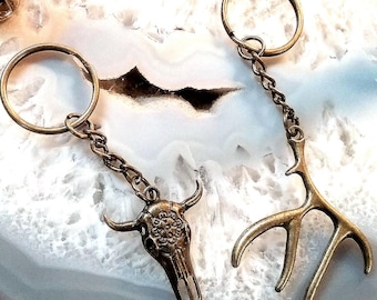 Antler/Cow Skull Keychain, Country Keychain