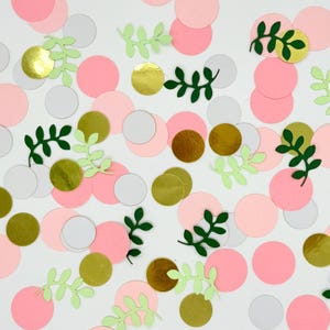 Blätter Konfetti Set – Rosa, Gold, Weiß und Grüntöne, Elegante Tischdekoration für Hochzeit, Geburtstag, Babyparty, Taufe, Gartenparty