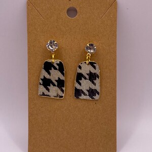 Geometric Houndstooth Polymer Clay Drop Earrings