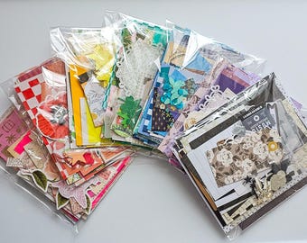 Ephemera and Craft Mini Packs, Pick your color, Scrapbook Pack, Junk journal kit, 40+ Pieces in each pack, crafting