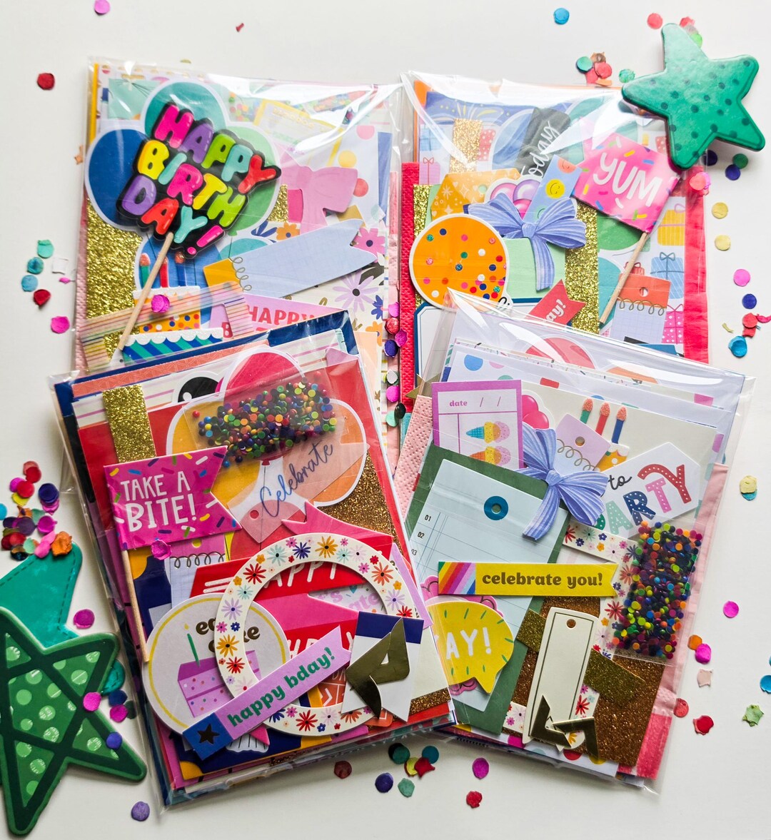 Birthday Mini Craft Kit, Ephemera and Craft Mini Pack of 30+ Items in ...