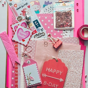Pink Junk Journal Kit, 60+ Pieces, Crafting Kit PINK- Pink Junk Journal Crafting Supplies, Pink Theme Crafts, Junk journal pink theme