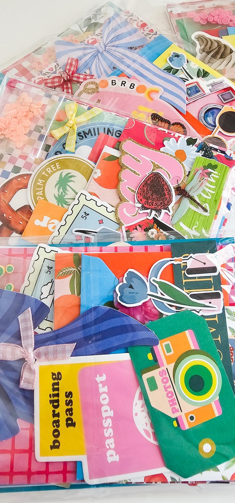 Summer Ephemera and Crafting Mini Kit, Summer Scrapbooking, Pops of Color Paper, Summer Mini Craft Kit, Summer Junk Journal Kit image 2