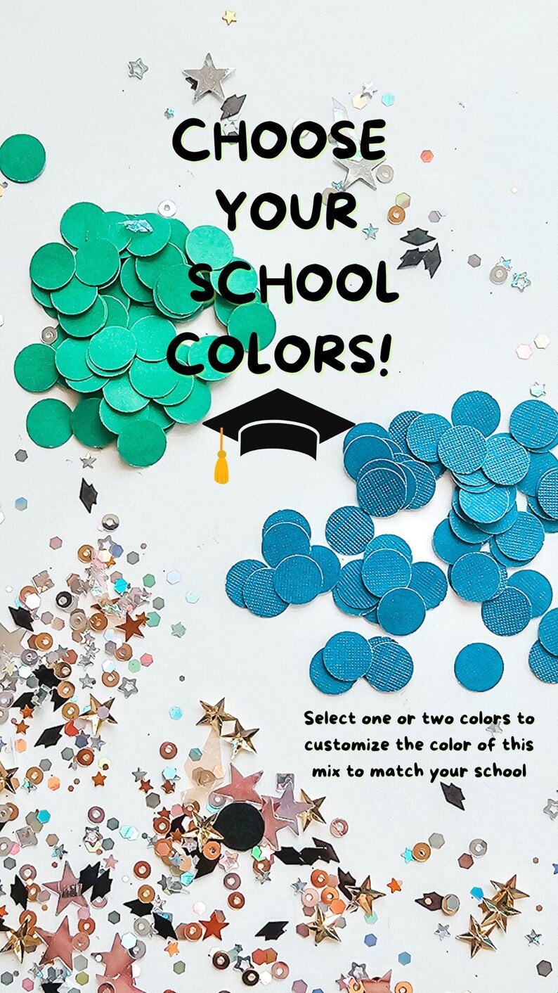 Graduation Complementry Colour Graduation Confetti, Pick Your School Colors, Custom Graduation Glitter ...