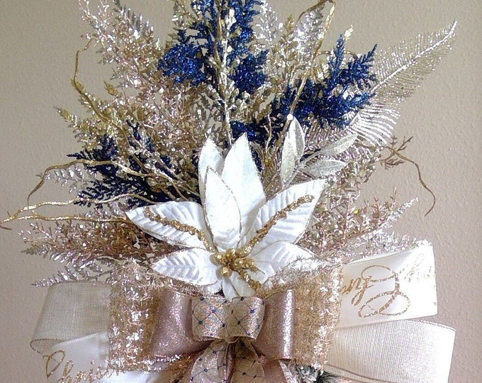 Christmas Tree Topper, Gold Poinsettia Tree Topper, XL Tree Topper