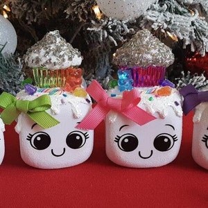 Tired Tray Decor Christmas, Sweet, Candyland Faux Marshmallows, Cupcake Tired Tray Decor, Buddy, Cutie, Fake Marshmallow, Gift, Shelf Sitter