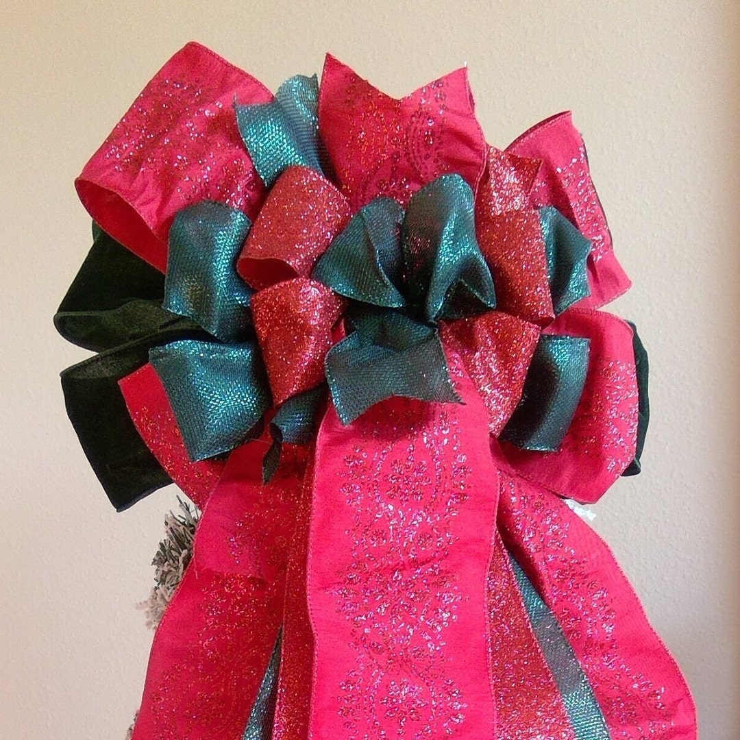 XL Christmas Tree Topper Bow Elegant Tree Topper Red and Etsy