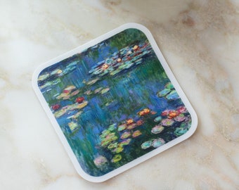 Water Lilies, Claude Monet – 2" Square Waterproof Clear Vinyl Sticker