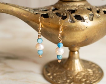 Beaded Drop Pearl and Stone Earrings – Girl with a Pearl Earring