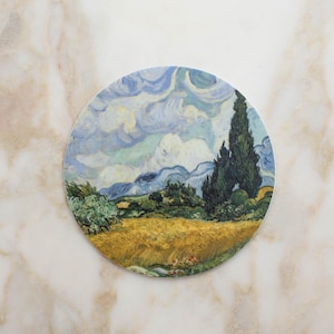 Wheat Field with Cypresses, Vincent van Gogh – 3&quot; Circle Waterproof Vinyl Sticker