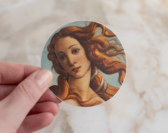 Botticelli, El nacimiento de Venus – Adhesivo circular impermeable de 7,6 cm (3 pulgadas)