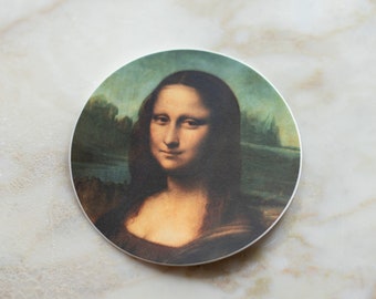 Mona Lisa, de Da Vinci – Adesivo circular de vinil à prova d'água de 7,6 cm (3")