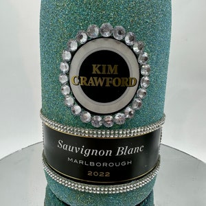 Kim Crawford Bling Bottle, Wybór koloru brokatu! Logo i akcenty w kształcie diamentu. Niesamowity prezent, wieczór panieński, urodziny, baby shower, ślub.
