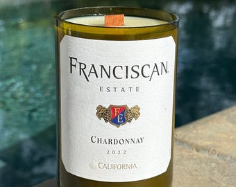 Franciscan Estate CA Chardonnay 20oz Soy Candle with Coastal Winds Scent. Long Lasting, Slow Burn.  Free Shipping. Poured in small batches.