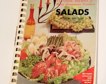 Recettes préférées des professeurs d'économie domestique : salades, amuse-gueules compris, livre de cuisine vintage à reliure spirale, 1964