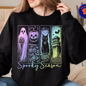 Spooky Season Sweatshirt, Retro Cartoon Halloween Movie, Spooky Season Comfort Color, Halloween Gift, Disco Skull, Summer, Retro Halloween