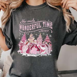 Disney Princess Christmas Comfort Colors Shirt | The Most Wonderful Time Of The Year T-Shirt | Wonderfull Time Christmas Shirts