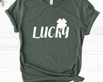 Lucky St. Patricks Day Shirt | St. Patty's Day Tshirt | Good Luck Charm Shirt | Lucky Clover Shirt | Distressed Grunge Sublimation Print