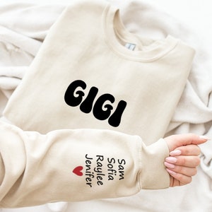 Custom Gigi  Sweatshirt, Christmas Grandma Comfort color shirt, Grandma Hoodie, Custom Nana And Grandkids, Gifts For Nana Gigi