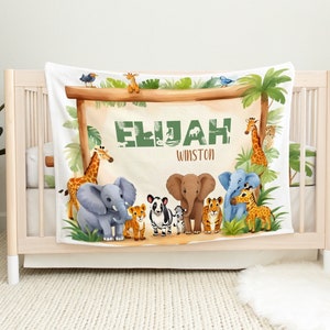 Little Safari baby blanket, Personalized Baby Blanket, Baby Name Blanket, Personalized Name Blanket, Custom Name Blanket