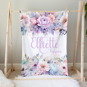 Pastel Baby Name Blanket, Personalized Girl Baby Blanket, Custom Baby Blanket, Floral Baby Blanket, Custom Baby Girl Blanket, Baby Blanket